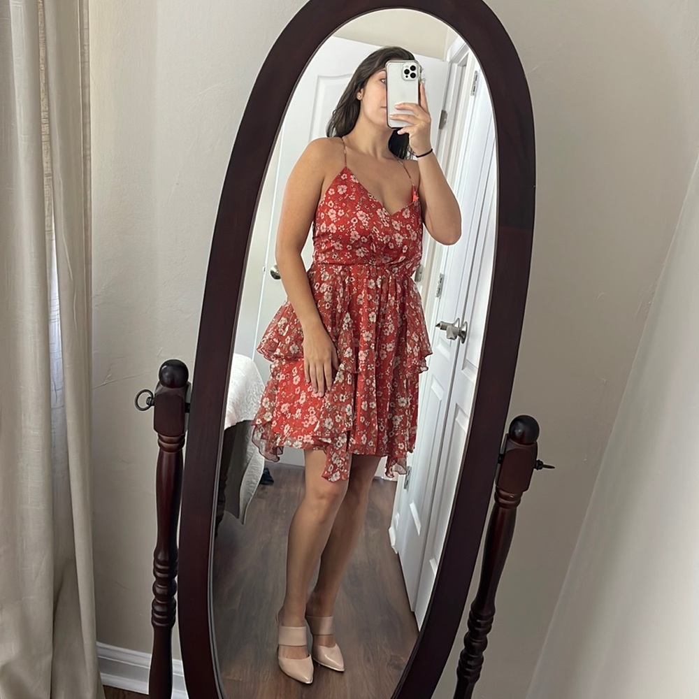 Storia Floral Ruffle Mini with Strappy Back